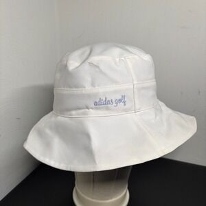 Adidas Women's Reversible Ponytail Golf Bucket Hat Whit Blue Plaid Adult OSFM